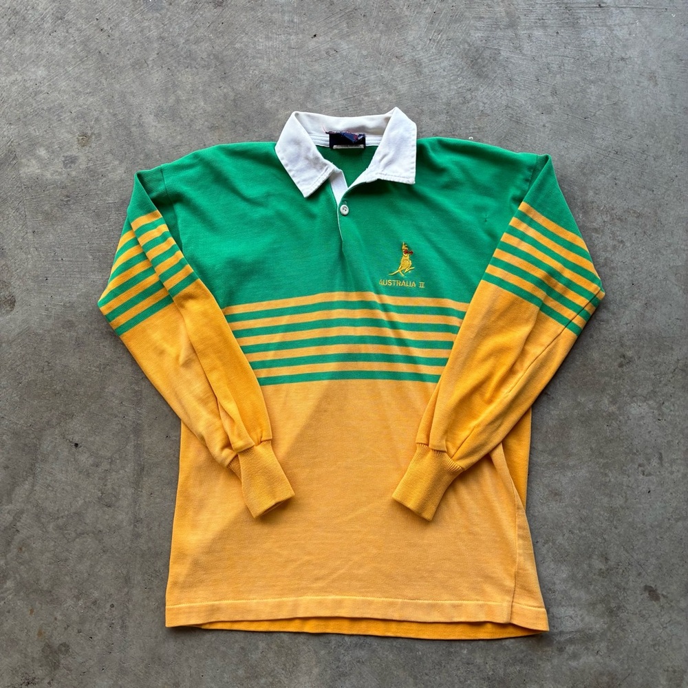 Australia Themed Green and Gold Men's Polo Shirt